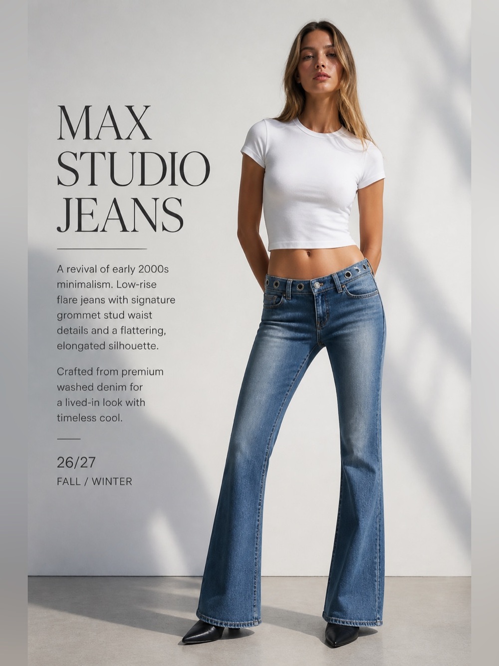 VTG 2004 Max Studio Y2K Low Rise Grommet Flare Jeans NWT